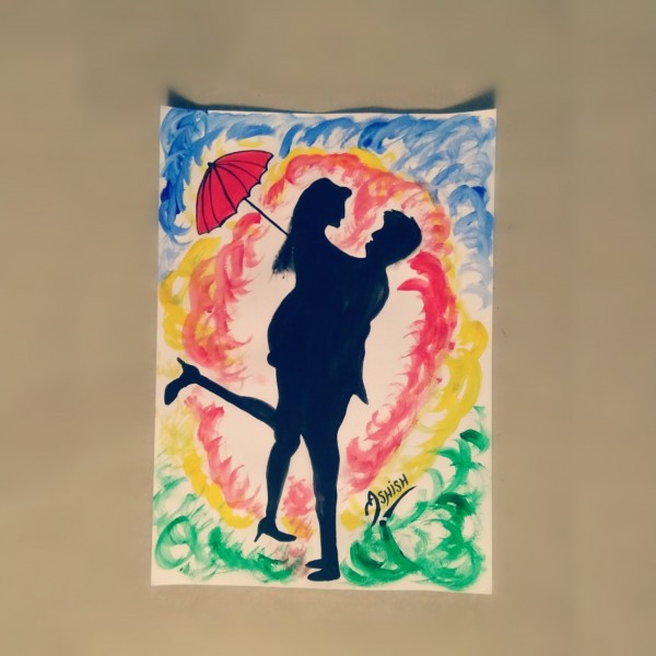Watercolor Painting of Couple - DesiPainters.com