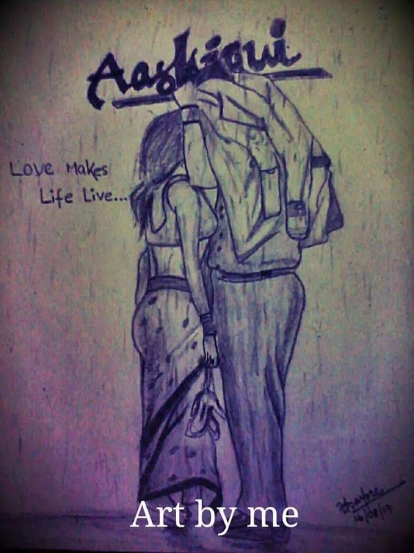 Pencil Color Art of Aashiqui 2 Poster - DesiPainters.com