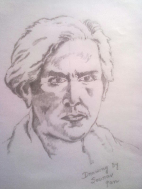 Pencil Sektch of Swaratchandra Chattapadhya - DesiPainters.com