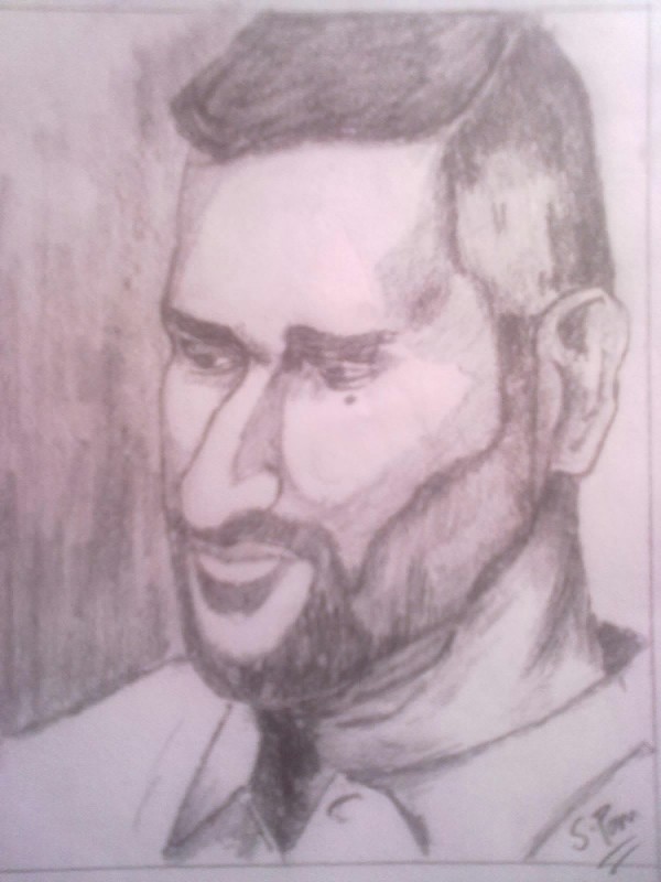 Oil Painting of M.s Dhoni