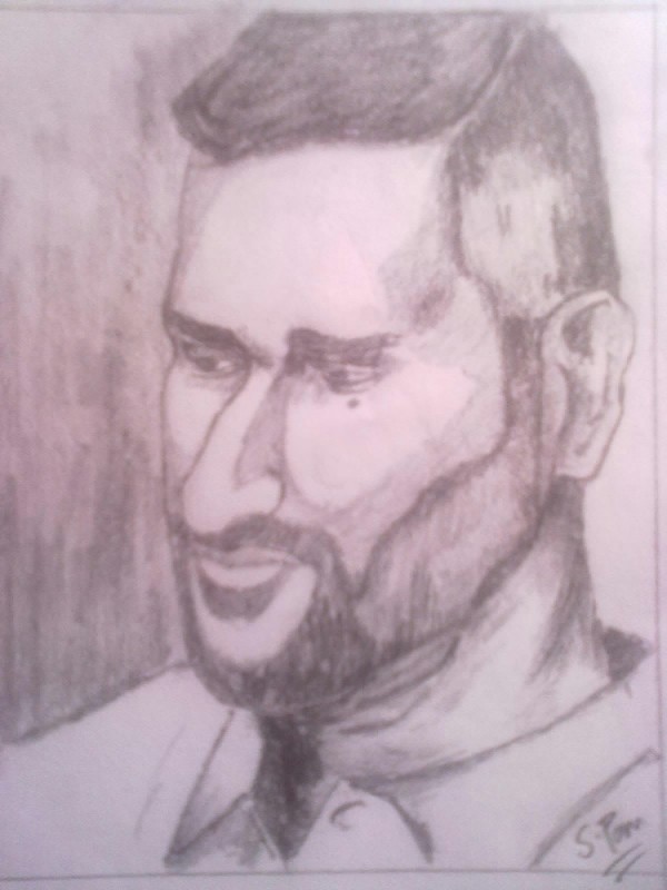 Oil Painting of M.s Dhoni - DesiPainters.com