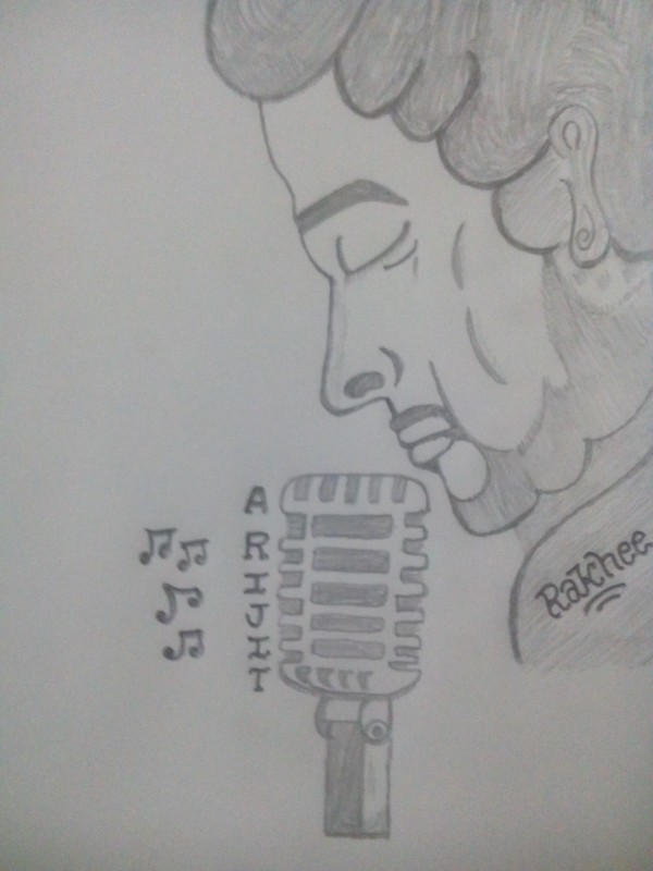 Pencil sketch of Arijit Singer