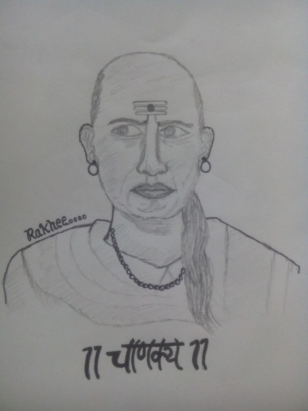 Pencil sketch of Chankya - DesiPainters.com
