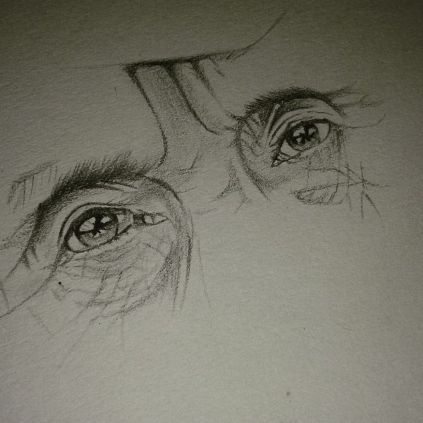 Pencil Sketch of Old Eyes