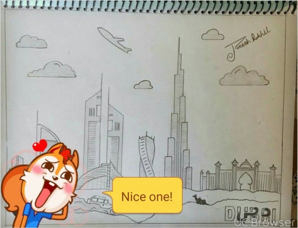 Pencil Sketch of Dubai City - DesiPainters.com