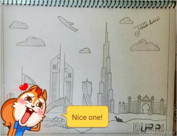 Pencil Sketch of Dubai City