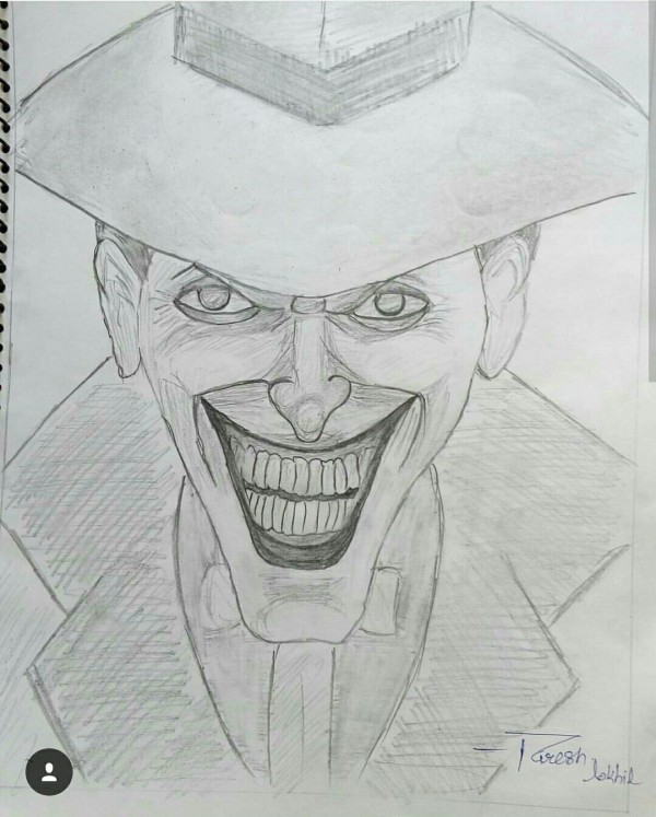 Pencil Sketch of Joker - DesiPainters.com