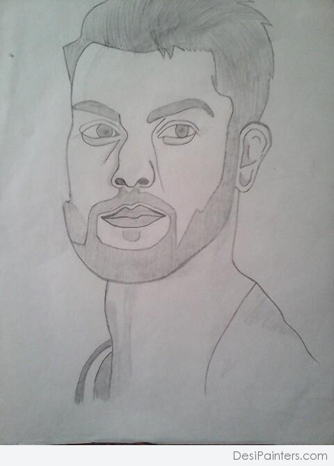 Pencil Sketch of Virat Kohli - DesiPainters.com
