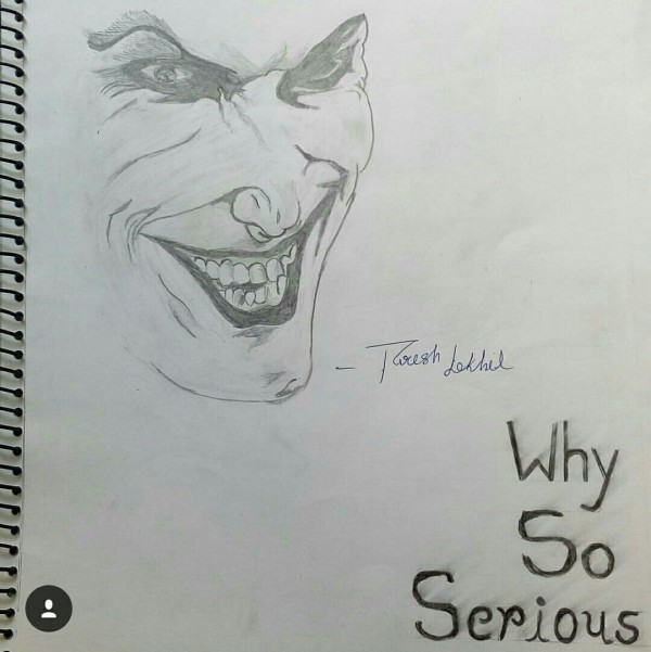 Pencil Sketch of Joker - DesiPainters.com