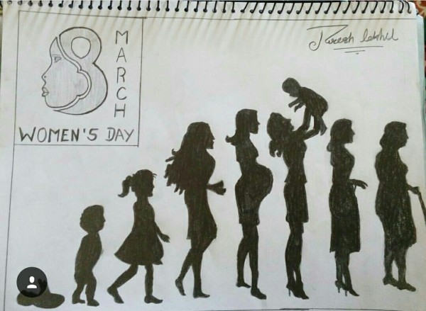 Pencil Sketch of Journey of A Woman