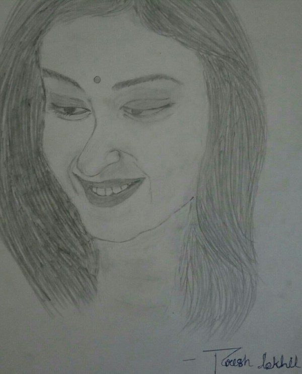 Pencil Sketch of Girl - DesiPainters.com