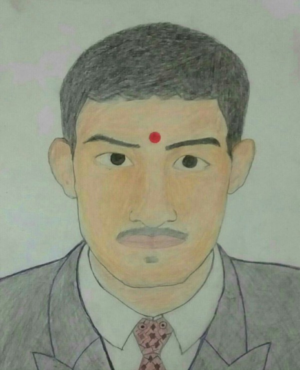 Pencil Color Sketch of Shree Jaydeep