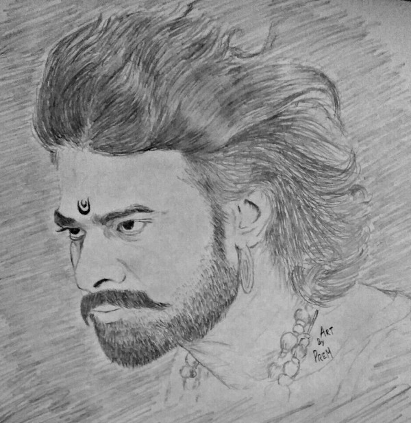Pencil Sketch of Bahubali Actor Parbhas - DesiPainters.com