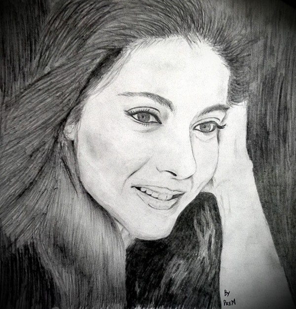 Pencil Sketch of Kajol