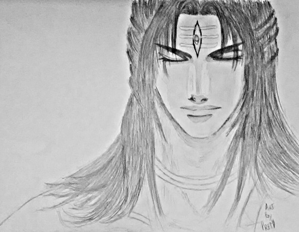 Pencil Sketch of Lord Shiva - DesiPainters.com