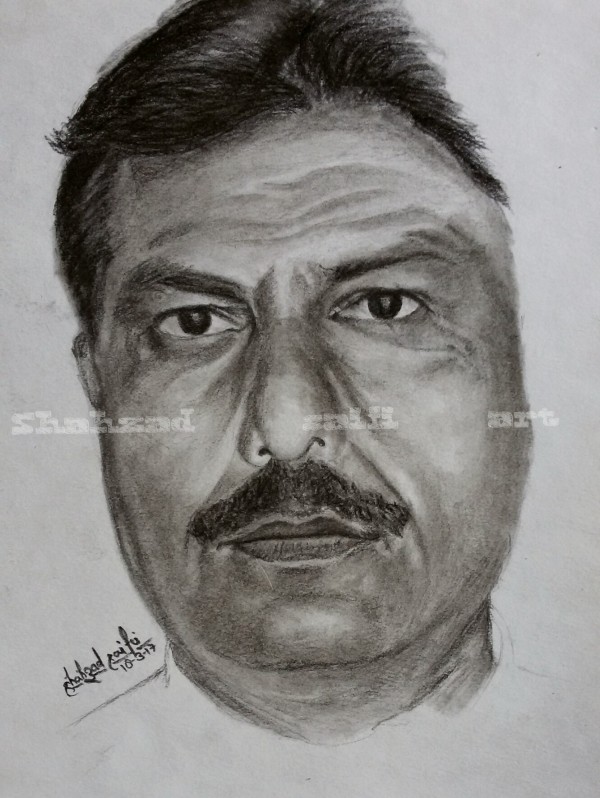 Pencil Sketch of Lat. Choudhary Munawwar Hasan - DesiPainters.com