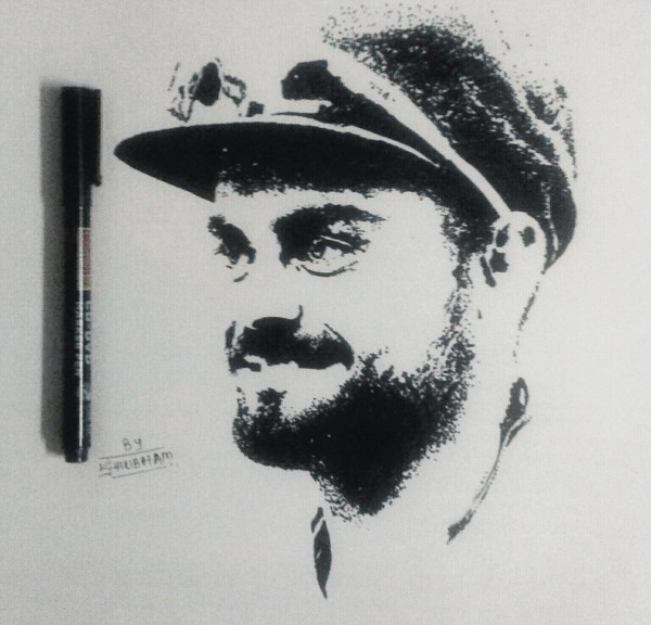 Ink Painting of Virat Kohli - DesiPainters.com