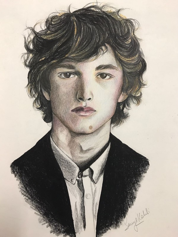 Pencil Color Sketch of Boy - DesiPainters.com