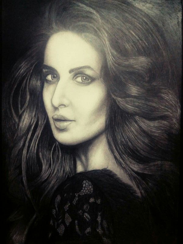 Charcoal Sketch of Katrina Kaif - DesiPainters.com