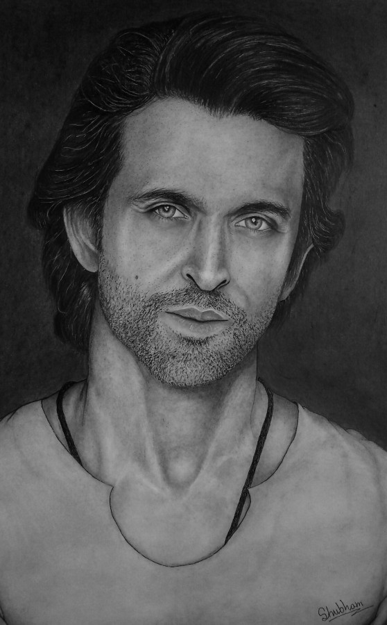 Graphite Pencil Sketch of Hrithik Roshan - DesiPainters.com