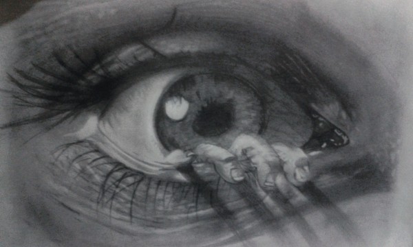 3D Pencil Sketch of Scary Eye - DesiPainters.com