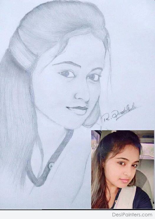 Pencil Sketch of Beautiful Girl - DesiPainters.com