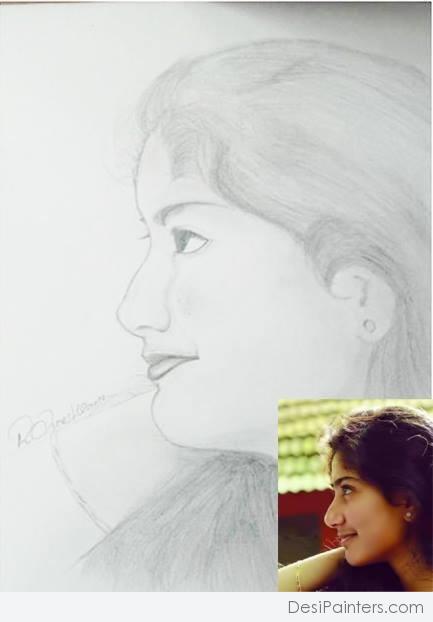 Pencil Sketch of Girl - DesiPainters.com