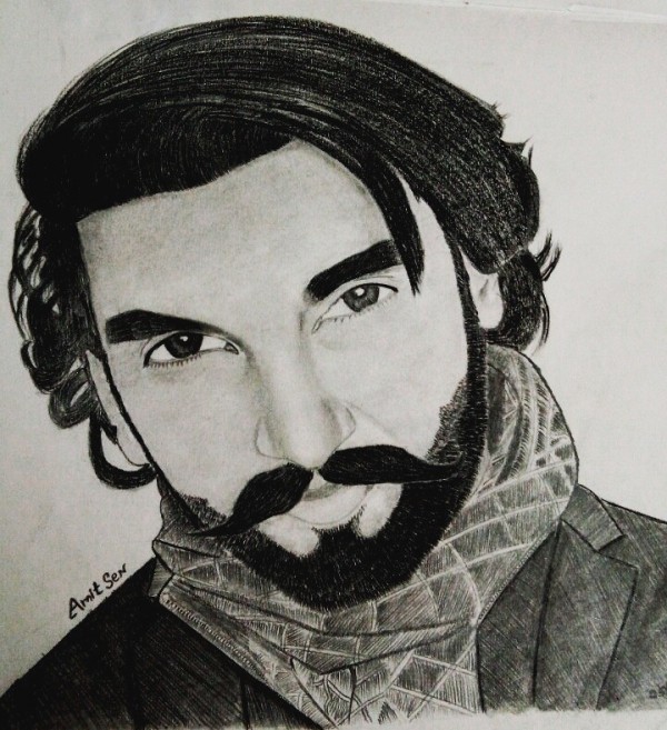 Pencil Sketch of Ranveer Singh - DesiPainters.com