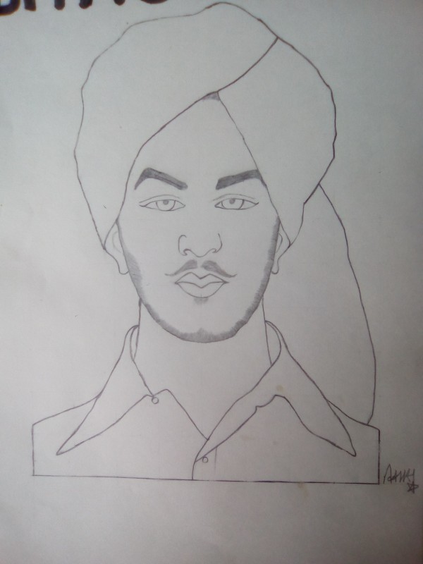 Pencil Sketch of The Hero Bhagat Singh
