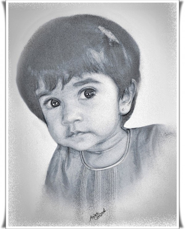 Pencil Sketch of Sweet Baby - DesiPainters.com