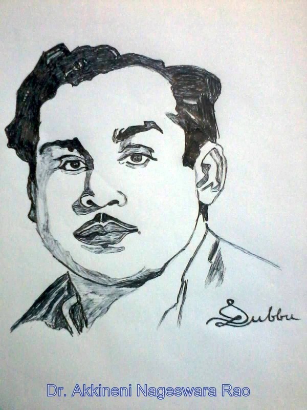 Pencil Sketch of Dr Akkineni Nageswara Rao - DesiPainters.com