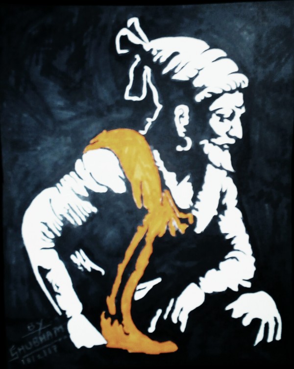 Ink Painting of Shivaji Maharaj - DesiPainters.com