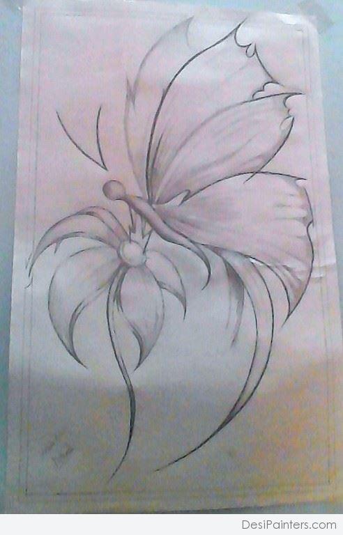 Pencil Sketch of Butterfly