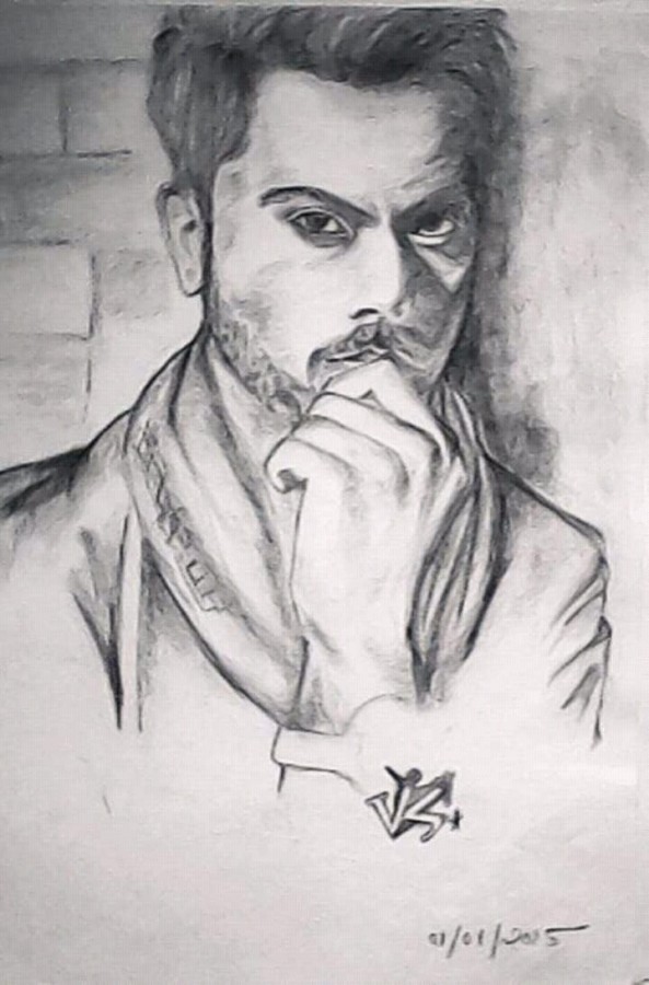 Pencil Sketch of Virat Kohli - DesiPainters.com