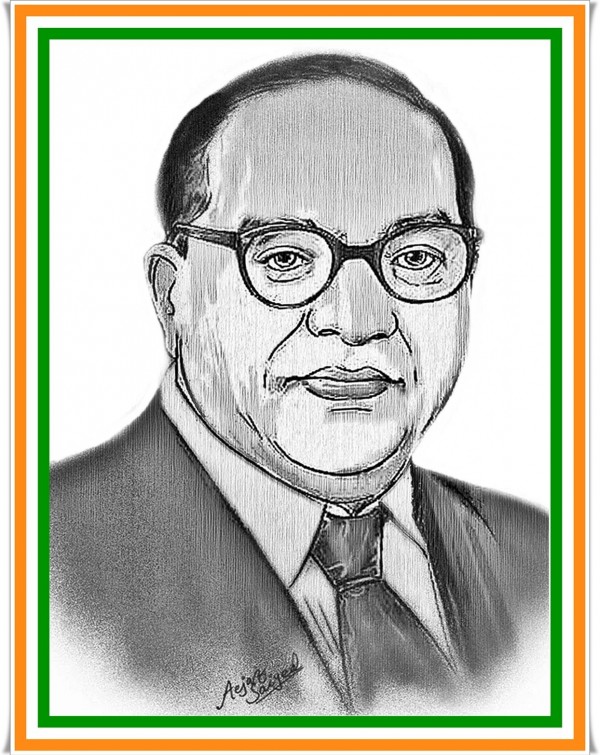 Mixed Painting of Dr. B. R. Ambedkar