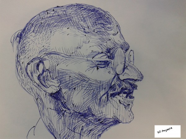 Ink Painting Sketch of Gandhiji - DesiPainters.com