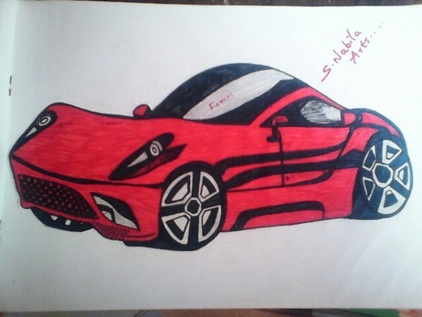 Pencil Sketch of Ferrari - DesiPainters.com