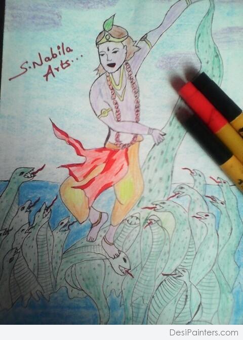 Pencil Sketch of Lord Krishna - DesiPainters.com