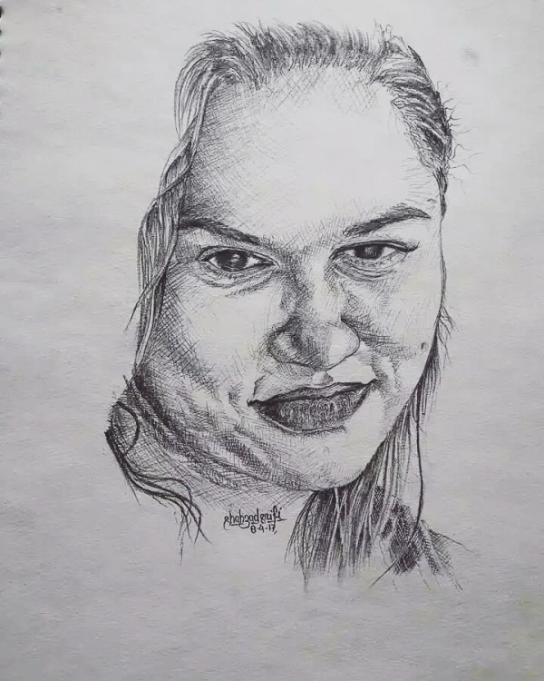 Pencil Sketch of Sabrina - DesiPainters.com