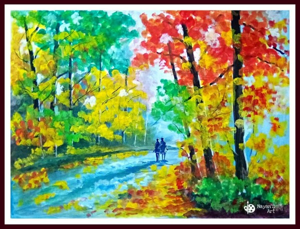 Watercolor Painting of Colorful Nature Art