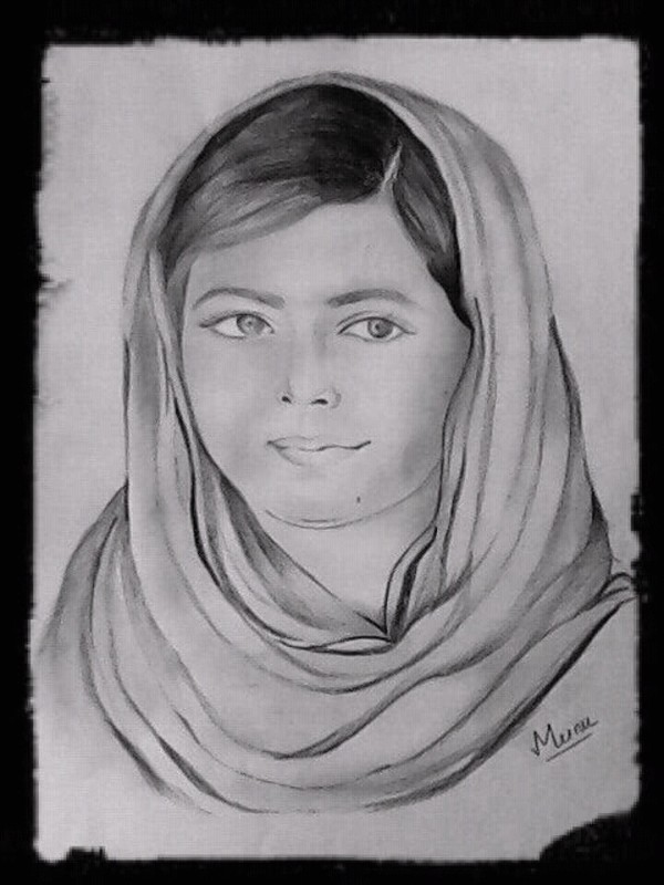 Pencil Sketch of Lady - DesiPainters.com