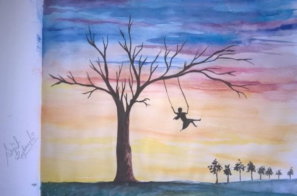 Watercolor Painting of Happy life