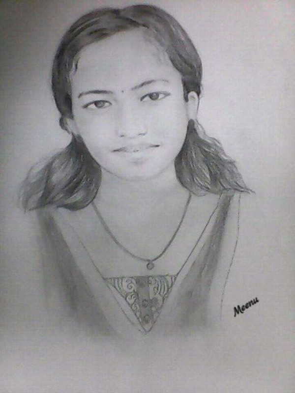 Pencil Sketch of Sweet Girl