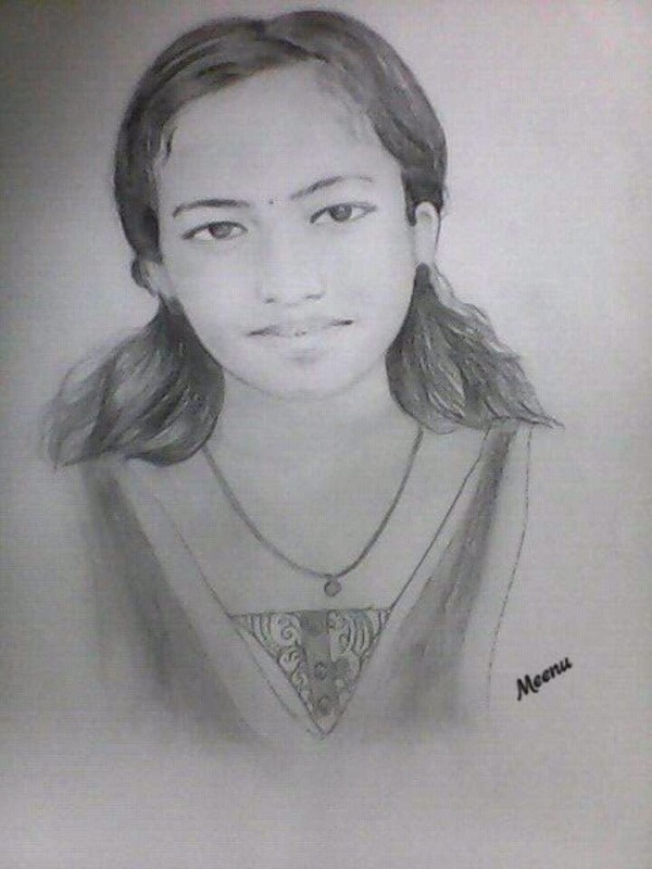 Pencil Sketch of Sweet Girl - DesiPainters.com