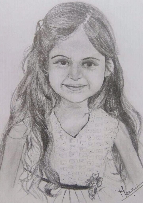 Pencil Sketch of Cute Girl