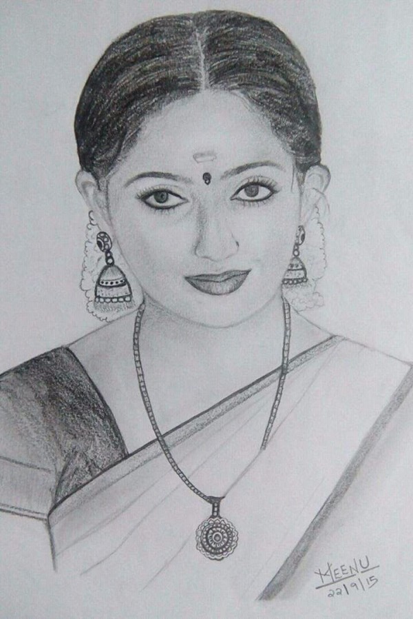 Pencil Sketch of Lady - DesiPainters.com