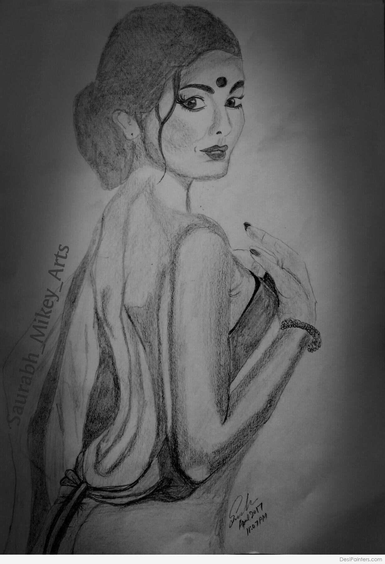 Beautiful Pencil Sketches: Indian Woman in Saree Perhaps My Most Beautiful  Pencil Sketch 160415
