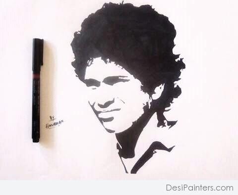 Marker Sketch of Young Sachin - DesiPainters.com