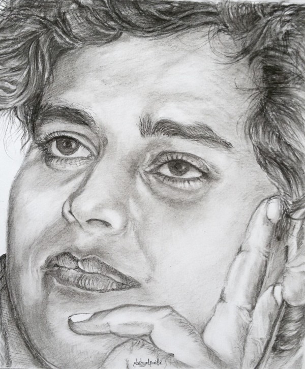 Charcoal Drawing of Shayar Imran Partapgarhi - DesiPainters.com