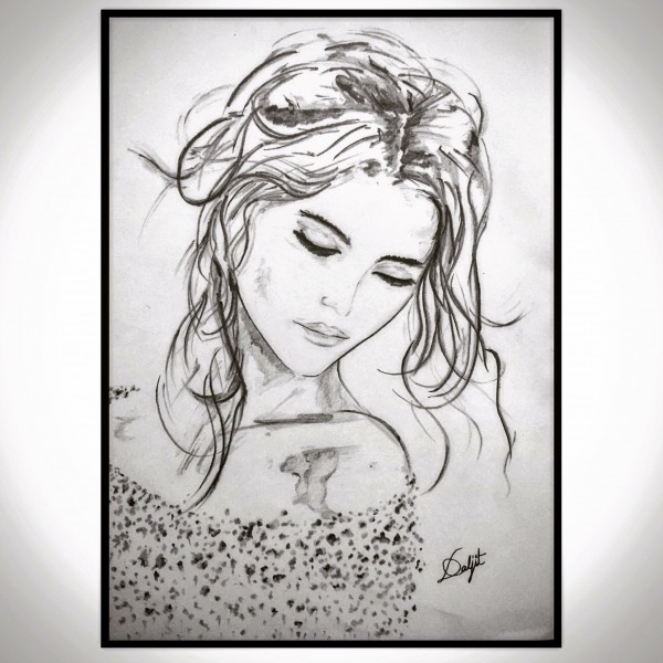 Pencil Sketch of Beauty Of Girl - DesiPainters.com